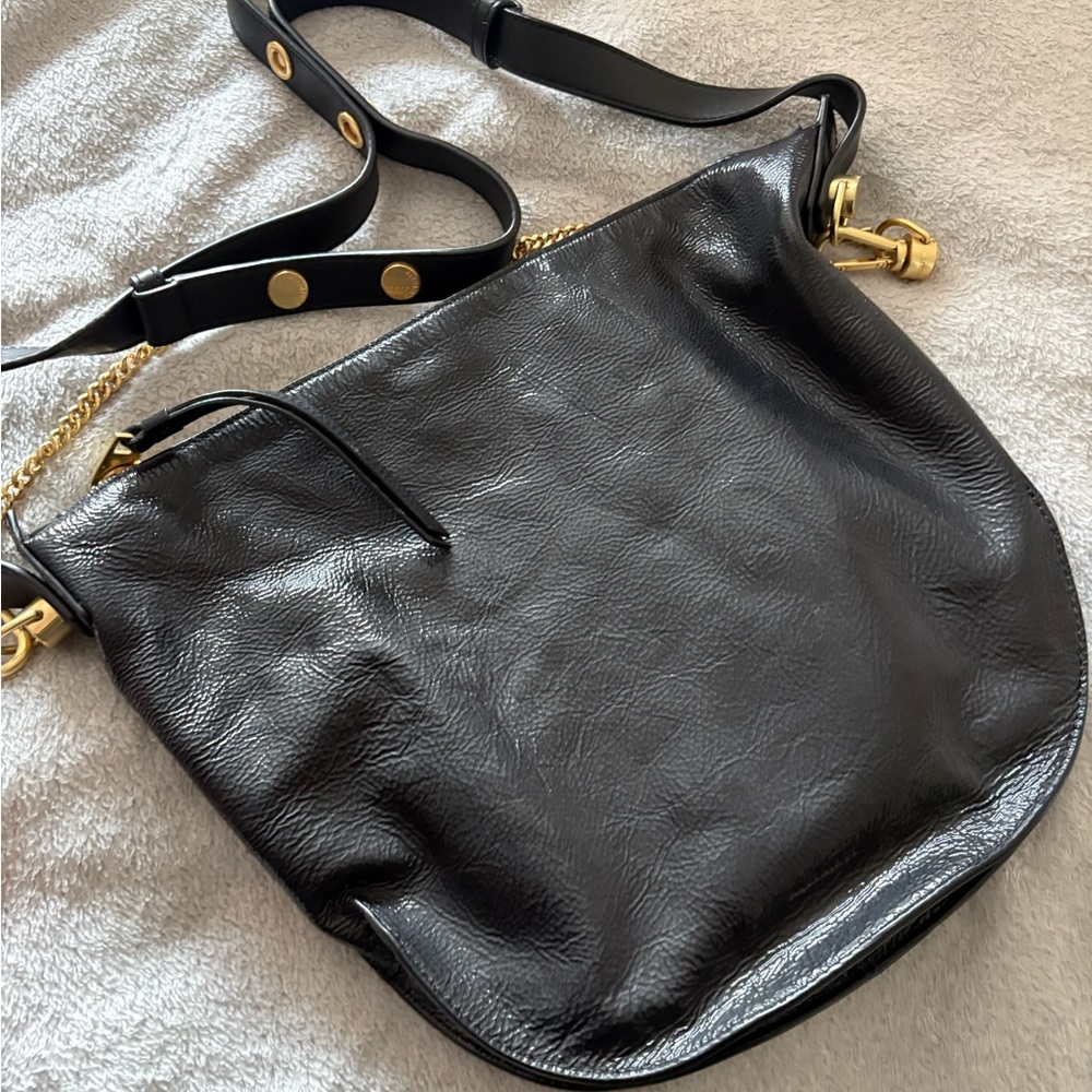 All Saints Black Crossbody Bag with Gold Chain - Picture 2 of 3